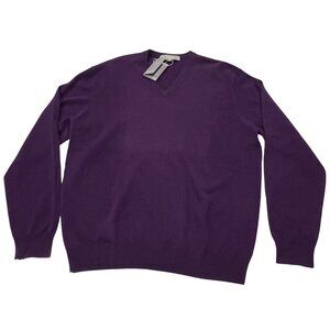 Neiman Marcus Men's Cloud Cashmere V-Neck Sweater, NWT, Purple, XXL